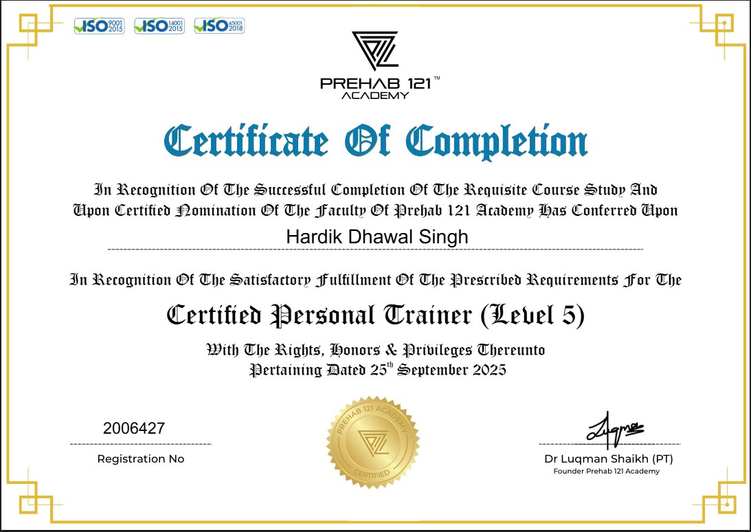 Certified Personal Trainer (Level 5) — Prehab 121 Academy