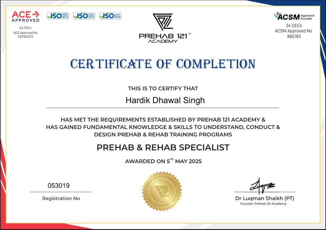 Prehab & Rehab Specialist — Prehab 121 Academy