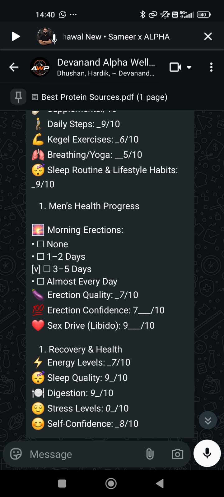 Devanand, weekly check-in