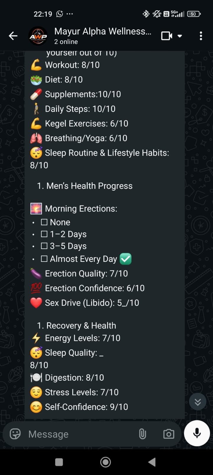 Mayur, weekly check-in